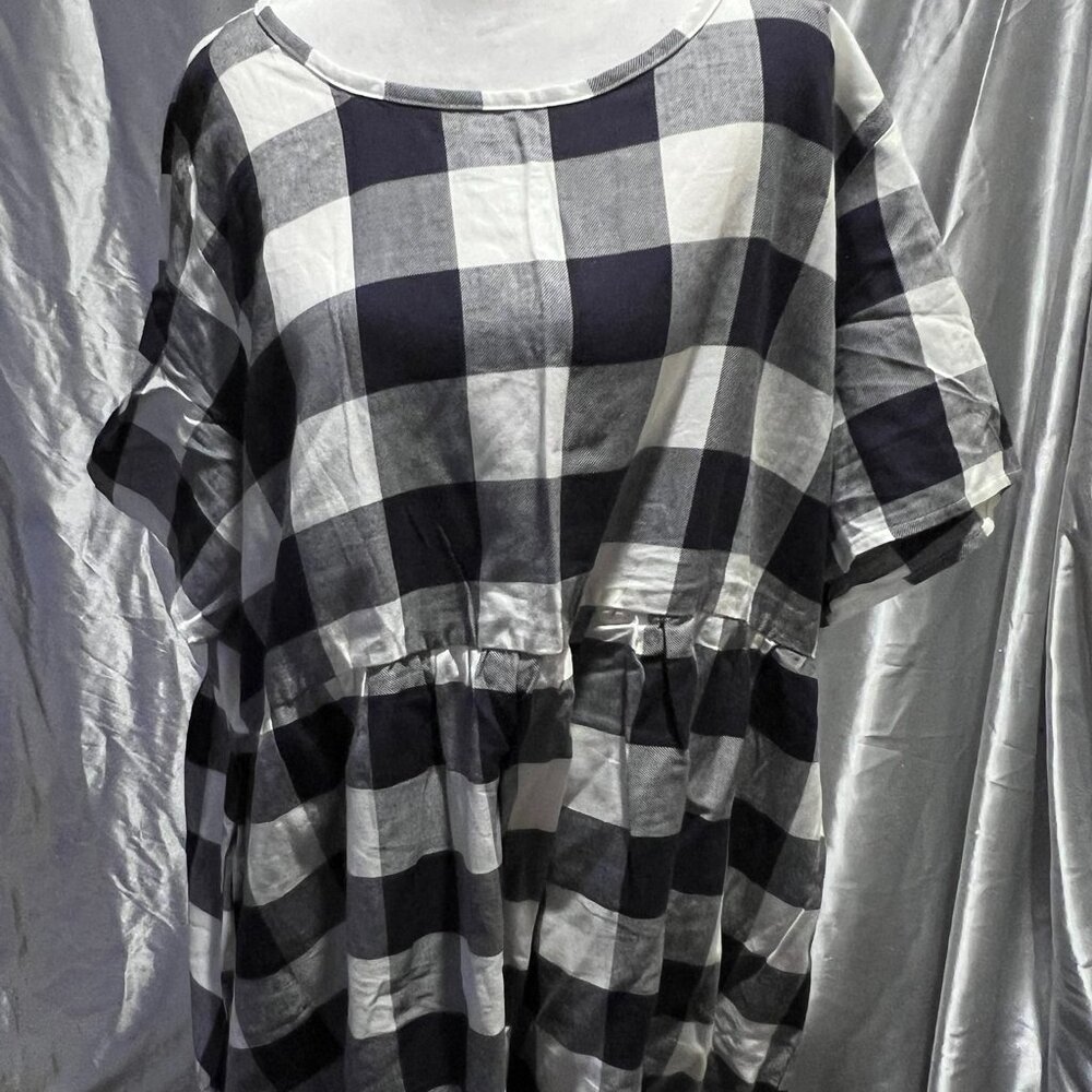 Evy’s Tree The Joanne Checkered Dress S Navy/White Short Sleeve
